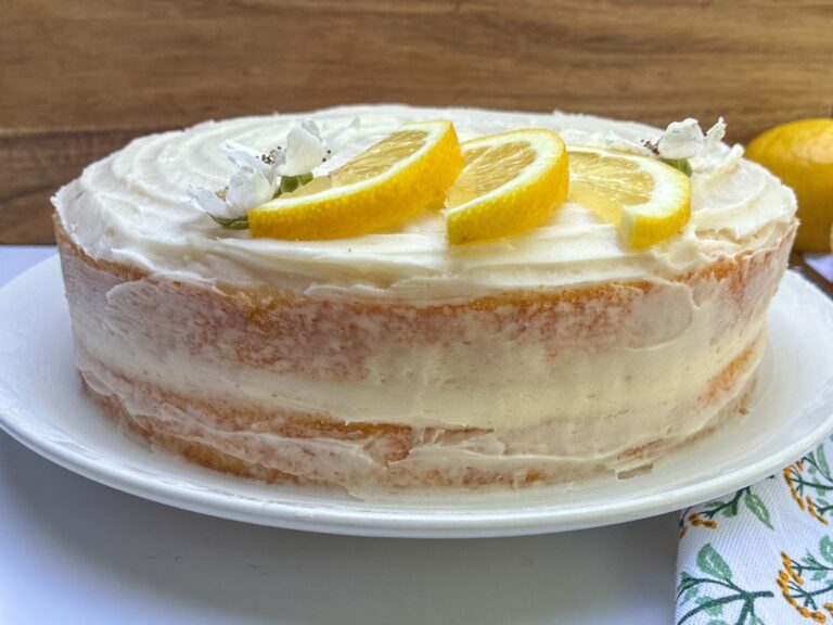 Eggless lemon cake decorated with frosting