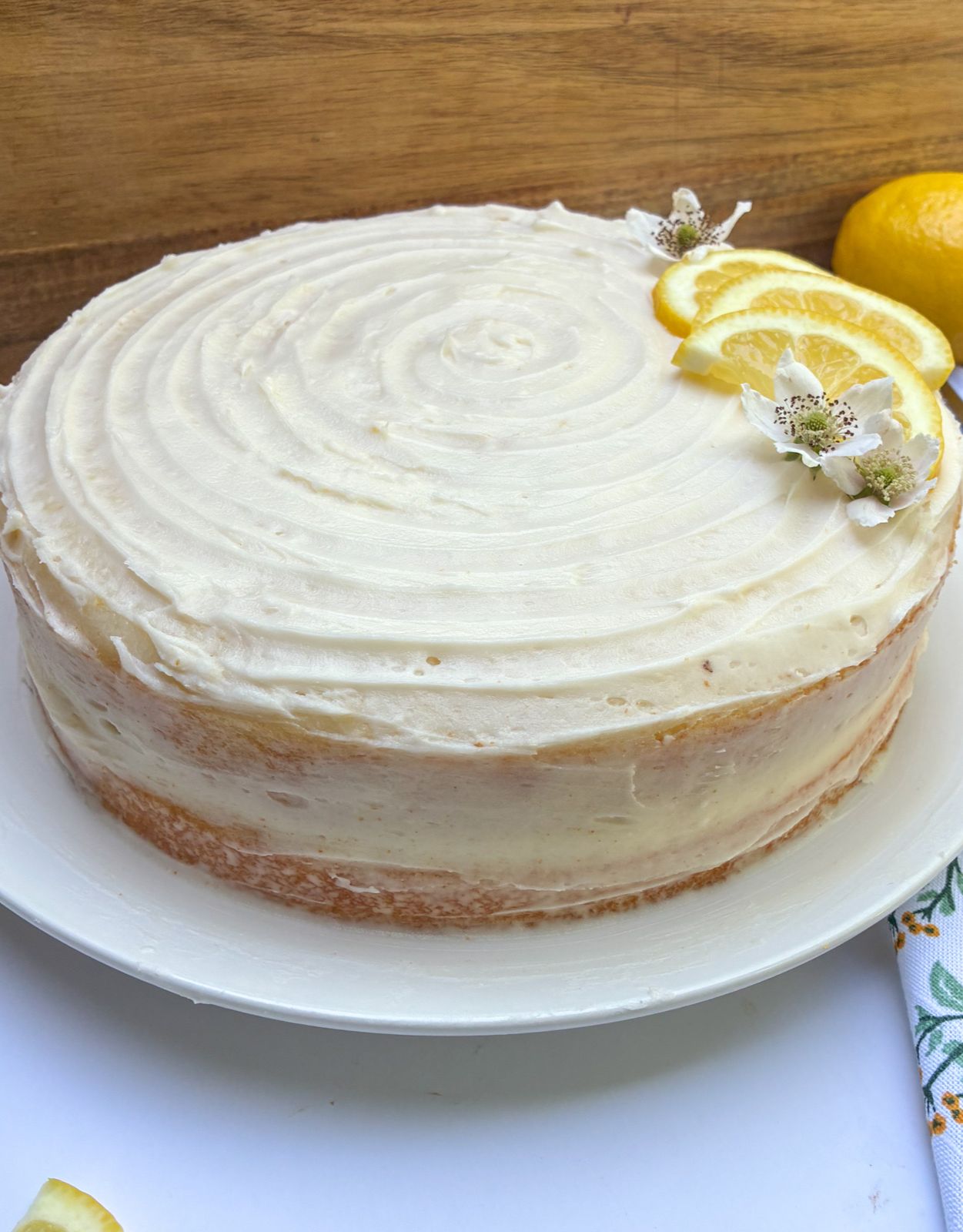 eggless lemon cake served on a large plate