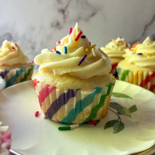 Eggless Vanilla Cupcake on a plate