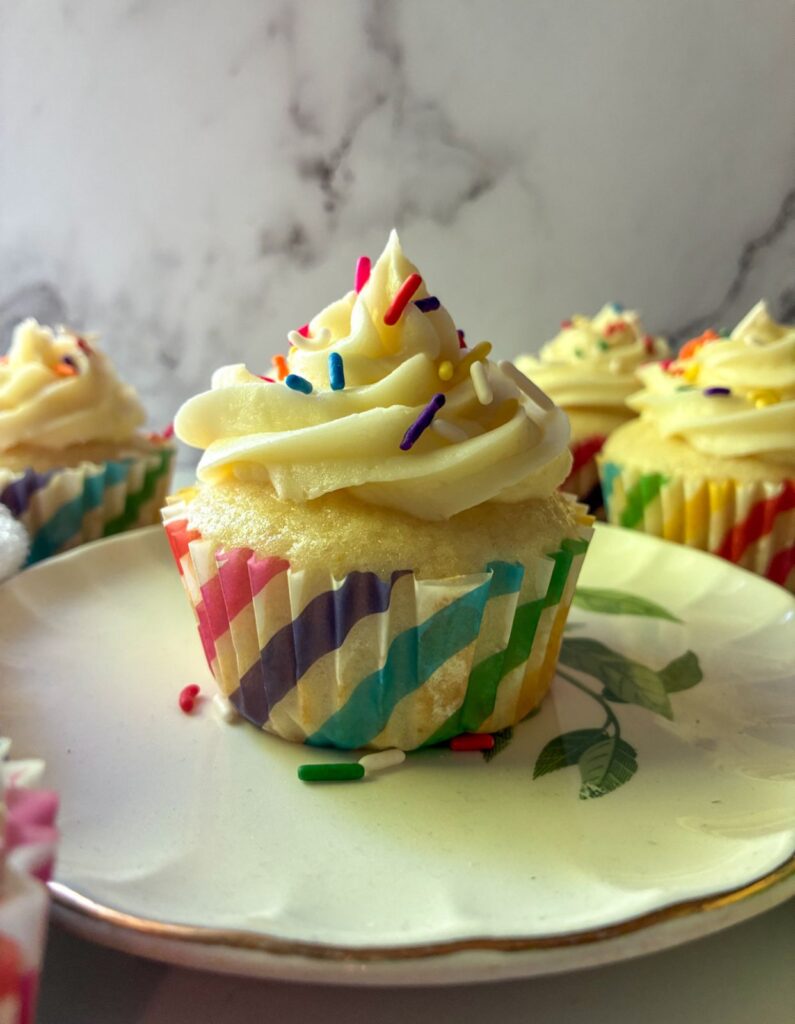Eggless Vanilla Cupcake on a plate