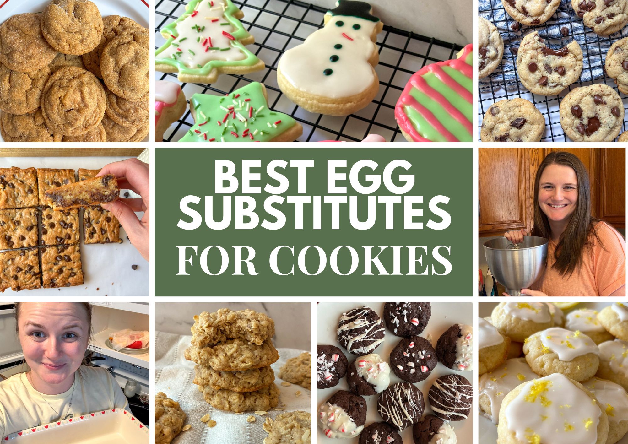 A collage of photos of eggless cookies