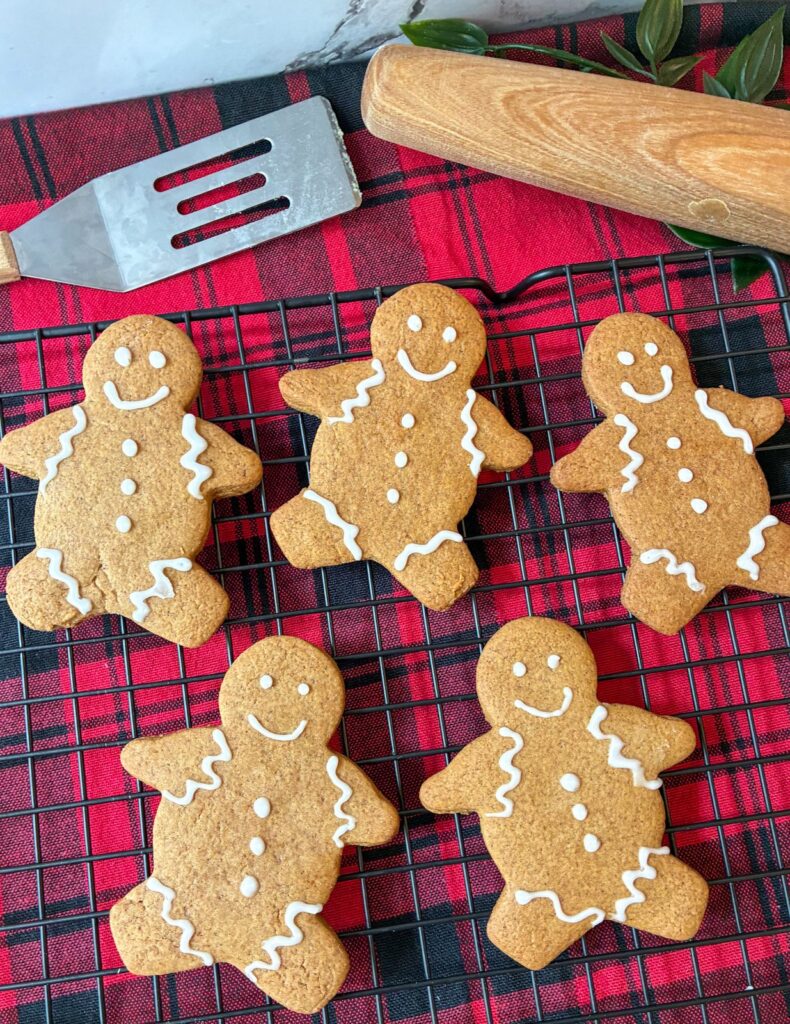 eggless gingerbread cookies on a tablecloth