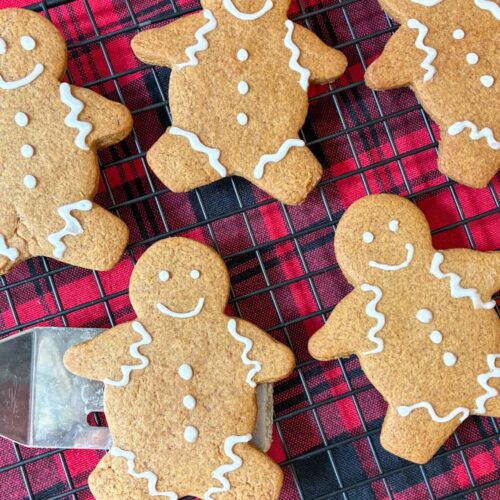 Eggless gingerbread cookies on a tablecloth
