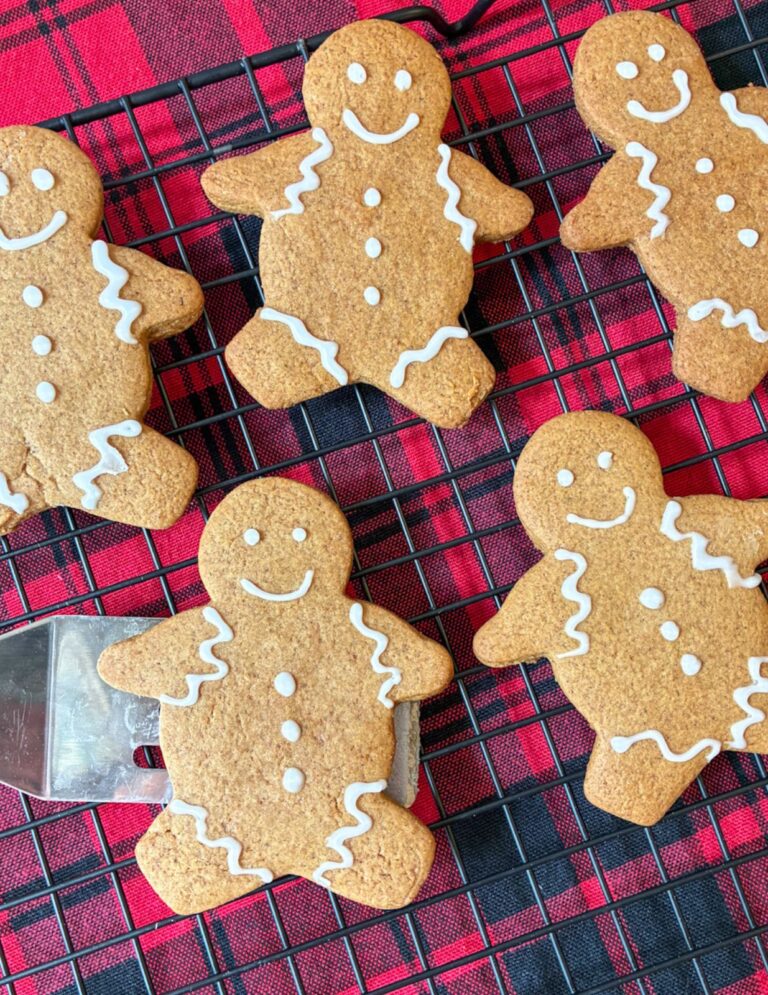 Eggless gingerbread cookies on a tablecloth