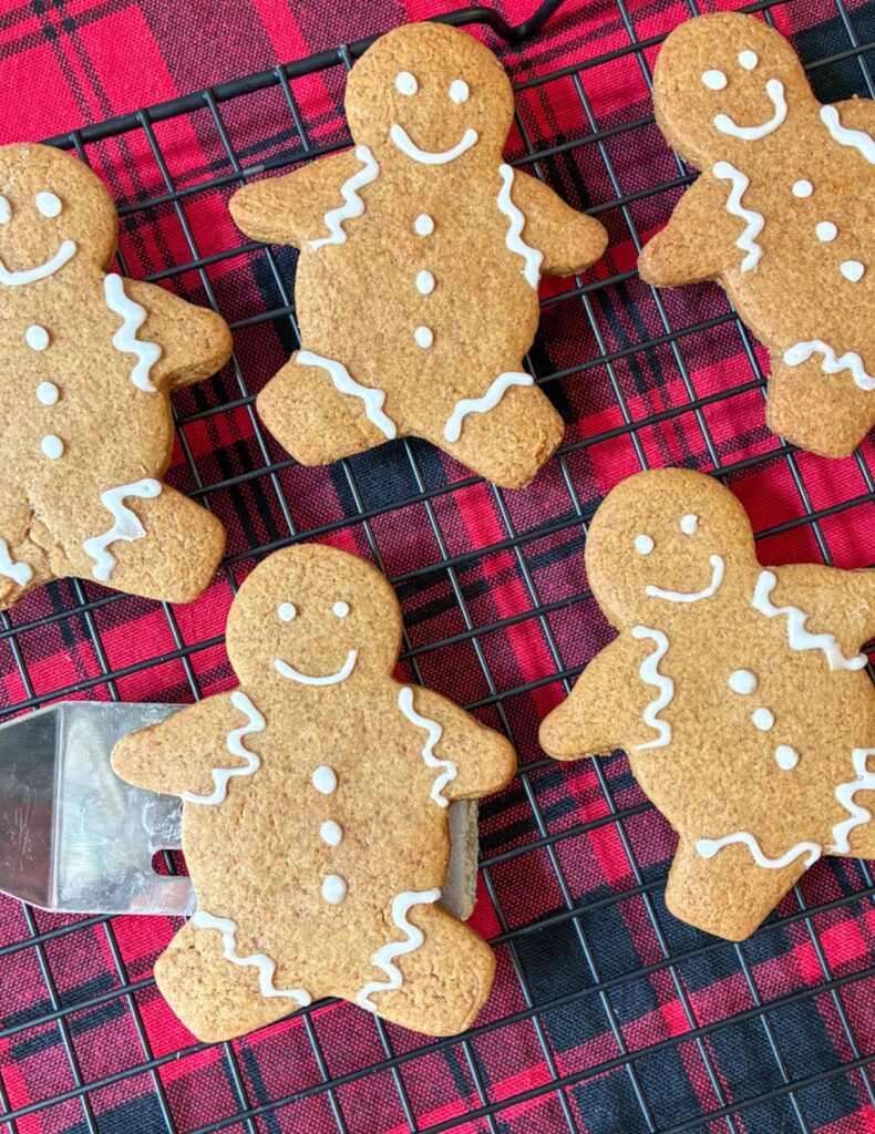 Eggless gingerbread cookies on a tablecloth