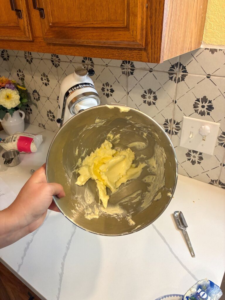 butter and sugar creamed together in a large bowl