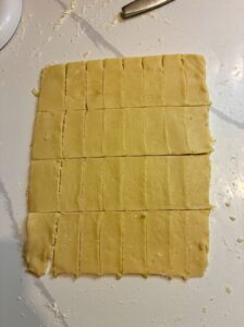 shortbread dough rolled and sliced