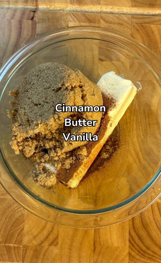 cinnamon sugar ingredients combined in a large bowl