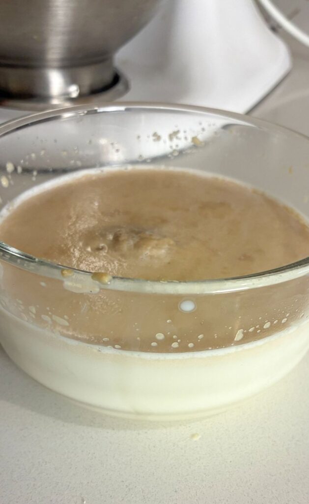yeast mixture in a small bowl